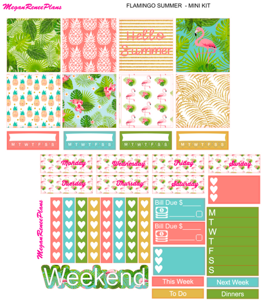Flamingo Summer Mini Kit - 2 page Weekly Kit