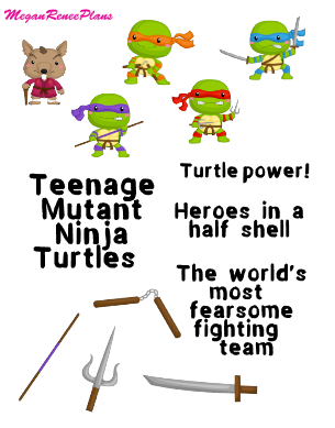 TMNT Teenage Mutant Ninja Turtles Inspired Mini Deco Quote Sheet - MeganReneePlans
