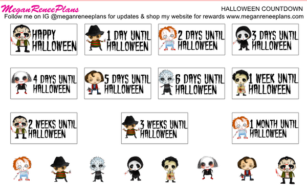 Halloween Countdown Matte Planner Stickers
