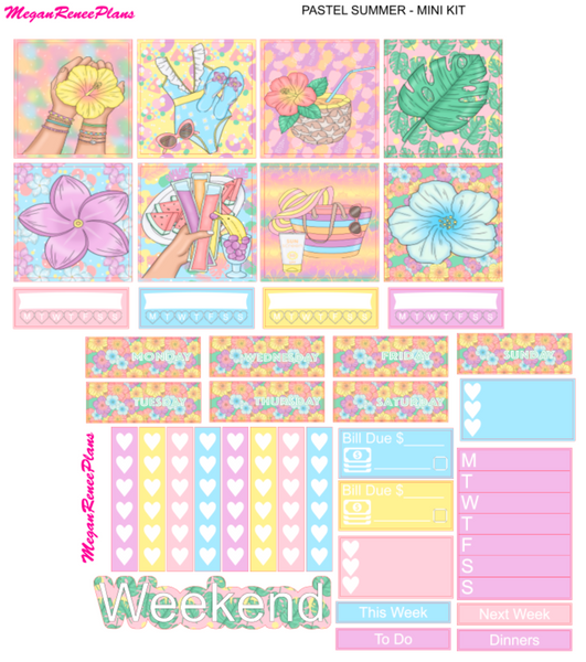 Pastel Summer Mini Kit - 2 page Weekly Kit