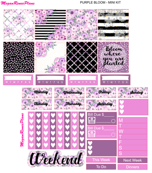 Purple Bloom Mini Kit - 2 page Weekly Kit