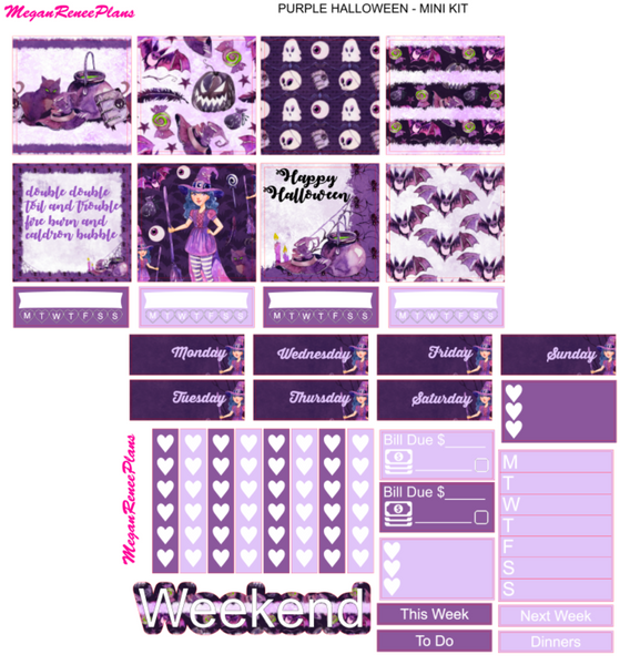 Purple Halloween Mini Kit - 2 page Weekly Kit