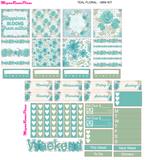 Teal Floral Mini Kit - 2 page Weekly Kit