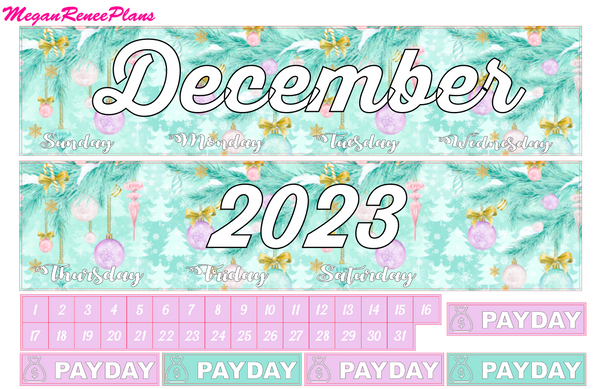 December 2022 or 2023 Monthly View Kit for the Erin Condren Life Planner or Classic Happy Planner
