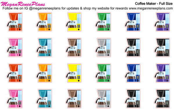 Coffee - Coffee Time - Coffee Maker Planner Stickers - MeganReneePlans