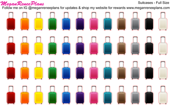Suitcase Planner Stickers - Rainbow Color Scheme - MeganReneePlans