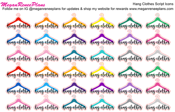 Hang Clothes Script Planner Stickers - MeganReneePlans