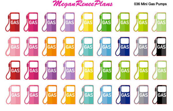 Mini Gas / Fuel Matte Planner Stickers 36 per sheet for the Erin Condren Life Planner - MeganReneePlans