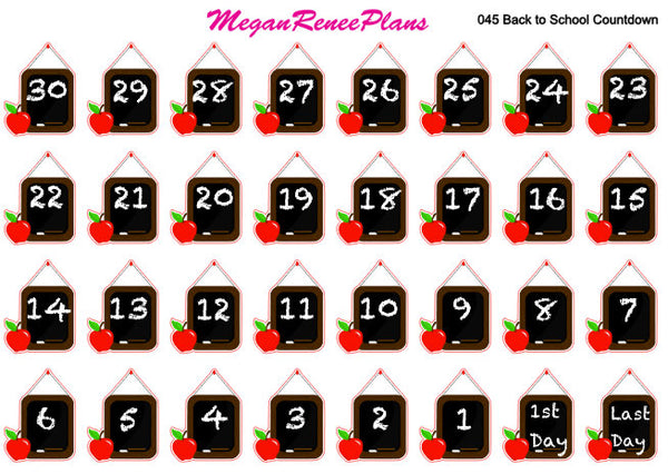Back to School Countdown Matte Planner Stickers - MeganReneePlans