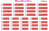 Baseball Practice / Baseball Game Matte Planner Stickers - MeganReneePlans