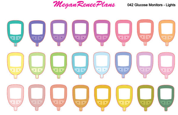 Diabetic Blood Sugar Glucose Monitor Matte Planner Stickers - MeganReneePlans