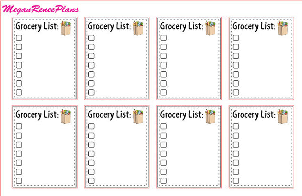 Grocery List Matte Planner Stickers - MeganReneePlans