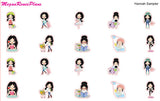 Planner Girl Character Activity Stickers Sampler - Multiple Hair Colors - MeganReneePlans