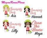 Cleaning Day / Clean the House Functional Character Planner Stickers - MeganReneePlans