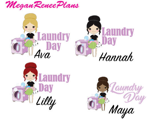 Laundry Day / Laundry Functional Character Planner Stickers - MeganReneePlans