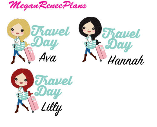 Travel / Traveling / Travel Day Functional Character Planner Stickers - MeganReneePlans