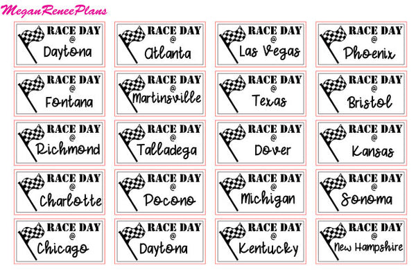 NASCAR 2018 Racing Schedule Matte Planner Stickers - MeganReneePlans