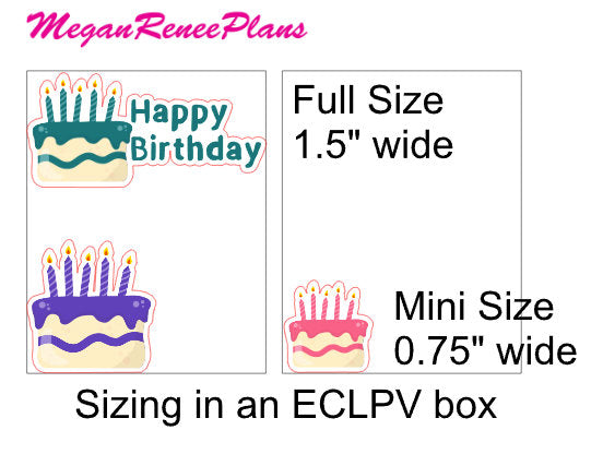 Birthday Cake Printable Planner Stickers